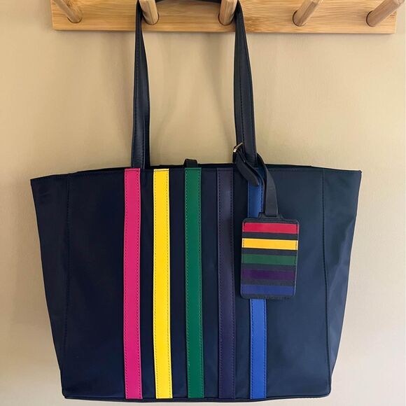 Like New Talbots Blue Rainbow Shoulder Tote - Picture 2 of 10